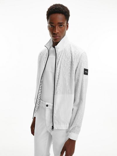 Calvin Klein Ruhák HU593855 | Calvin Klein Ripstop Logo Zip Up Férfi Dzseki Világos Fehér
